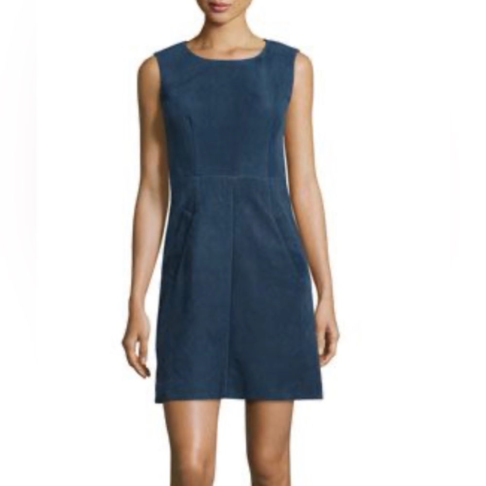 DIANE VON FURSTENBERG DVF CARPREENA BLUE SUEDE DRESS Sz 8 Originally $800